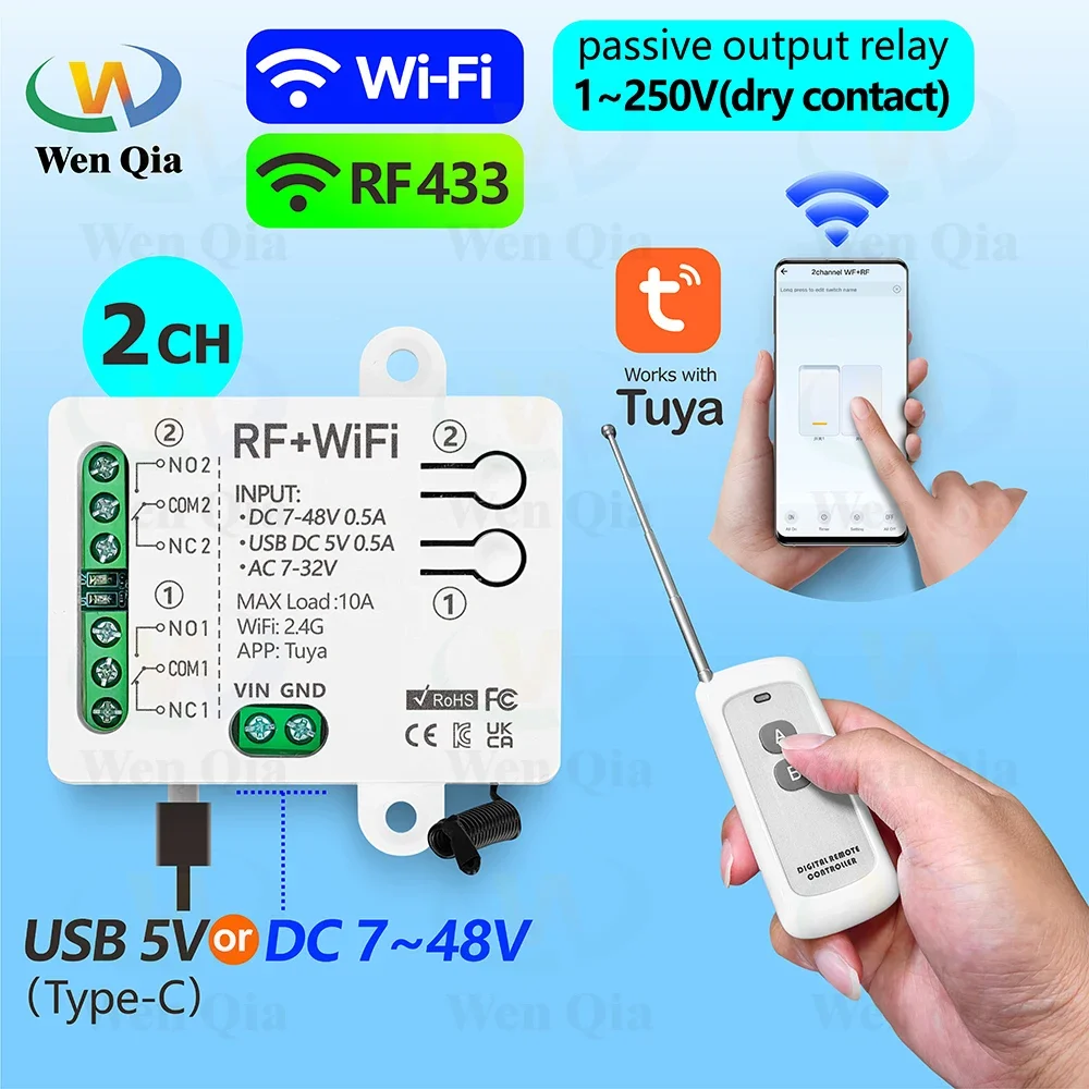 Universal Remote Smart Home - Sakelar lampu pintar 2CH Tuya, modul