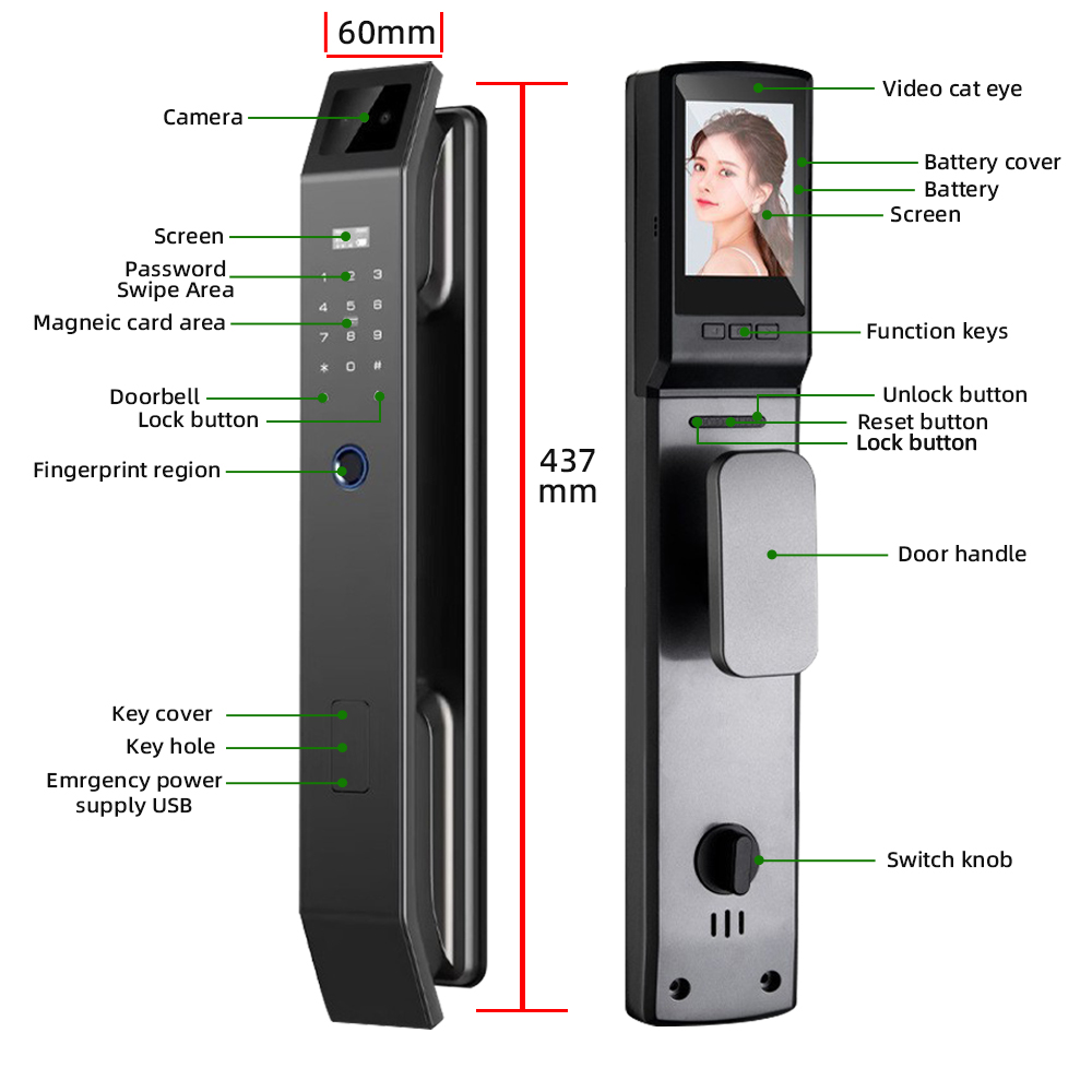RAYKUBE DF14 Tuya WiFi Kunci S - Smart Home Door Lock ulasan dan harga