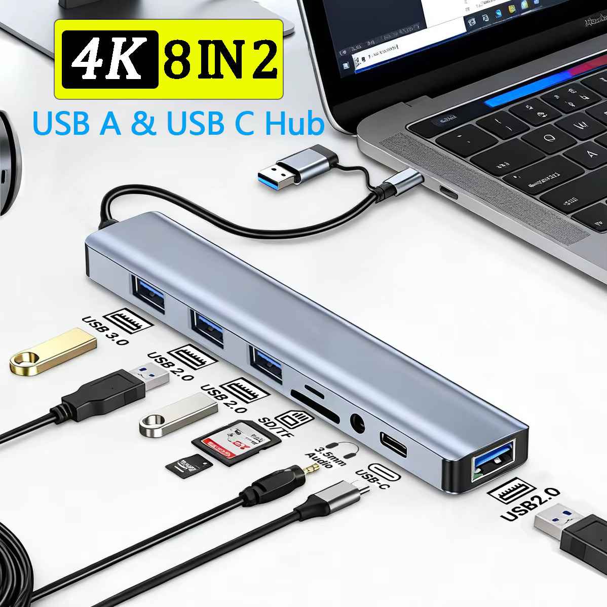 8 in 2 USB C Hub Expander Mult - Smart Home Hub 2 ulasan dan harga
